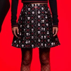Black Skelanimals Pleated Skirt